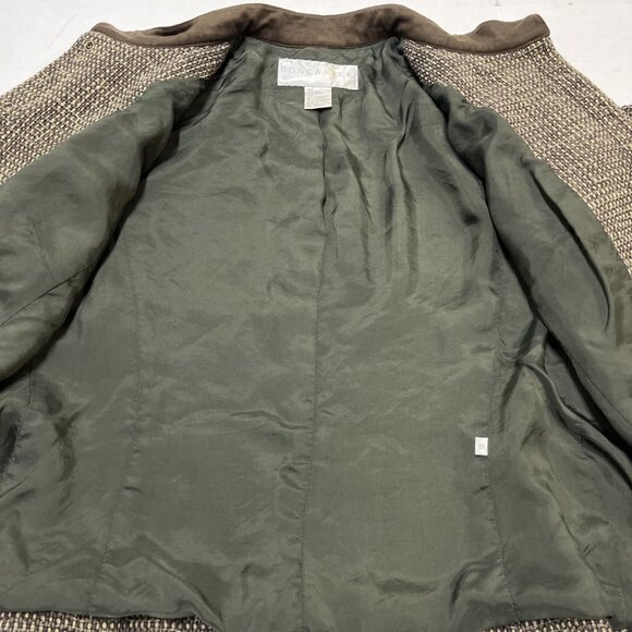 Doncaster Jacket Womans 10 Brown Woven Silk Tweed Blazer Cropped  Dark Academia - Picture 12 of 13